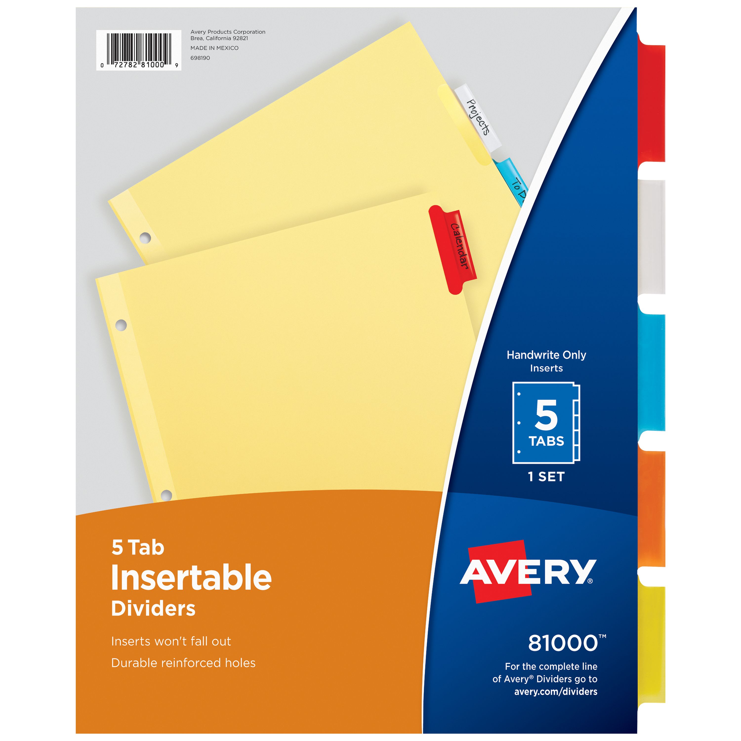 Insertable 5-Tab Dividers 81000 | Avery